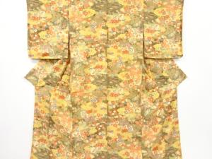 未使用品　桧扇に花鳥模様　小紋着物